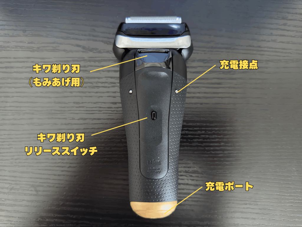 本体裏の説明をする写真。